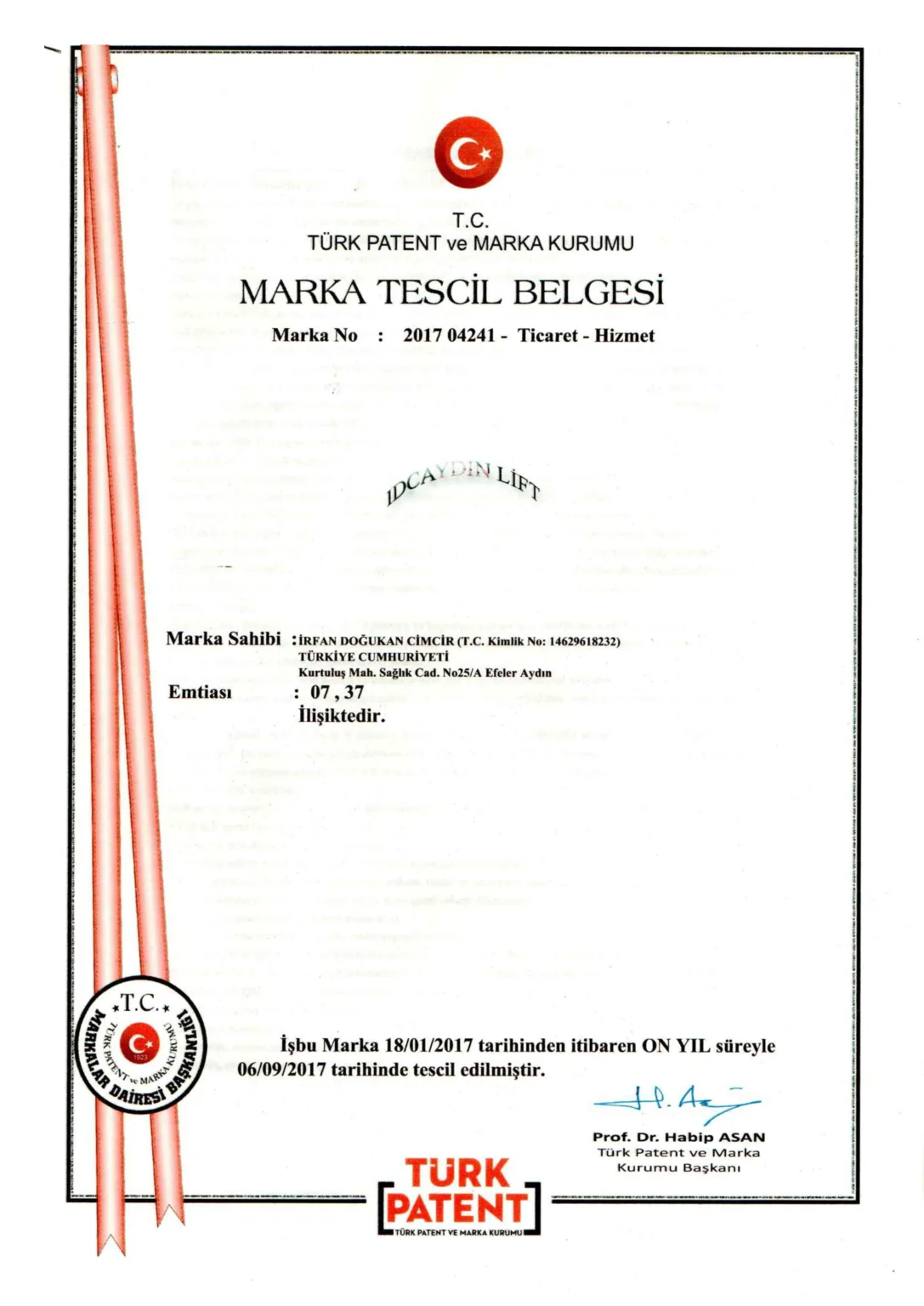 Marka Tescil Belgesi
